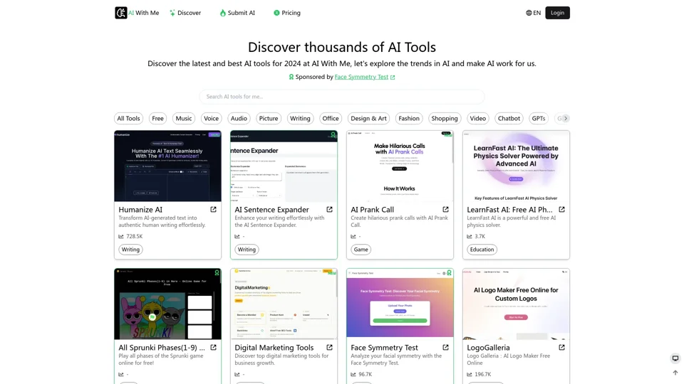 AI With Me: Discover thousands of  AI Tools